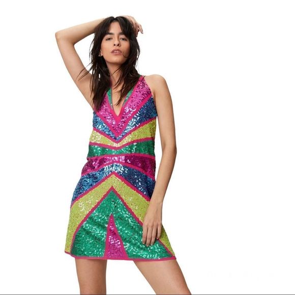 Nasty Gal Multicolor Sequin Mini Dress - Picture 1 of 4